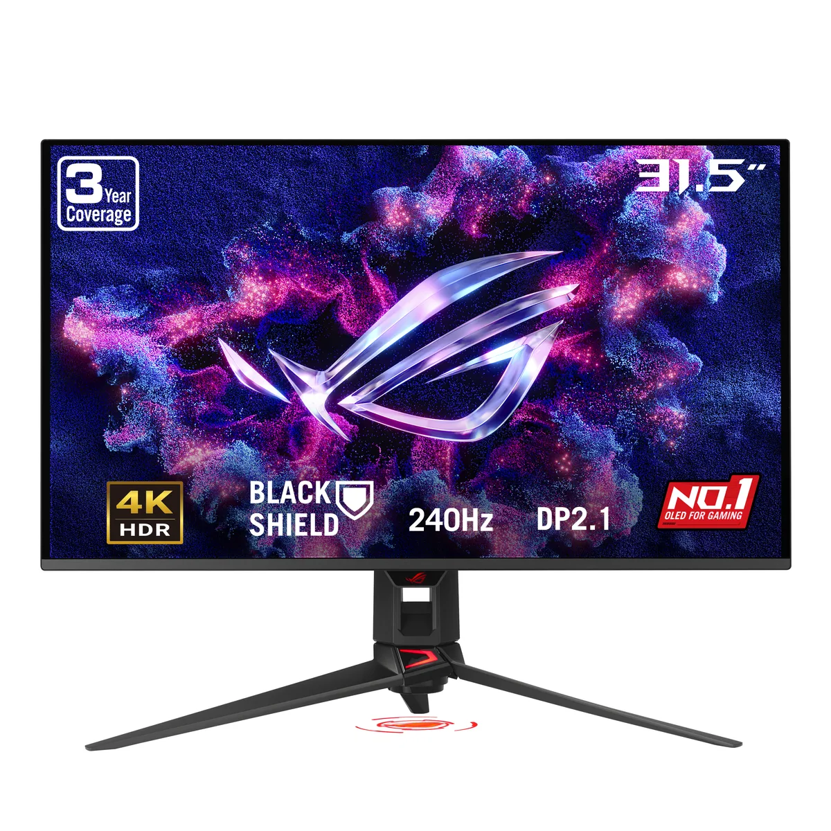 32 inch black gaming monitor on adjustable stand