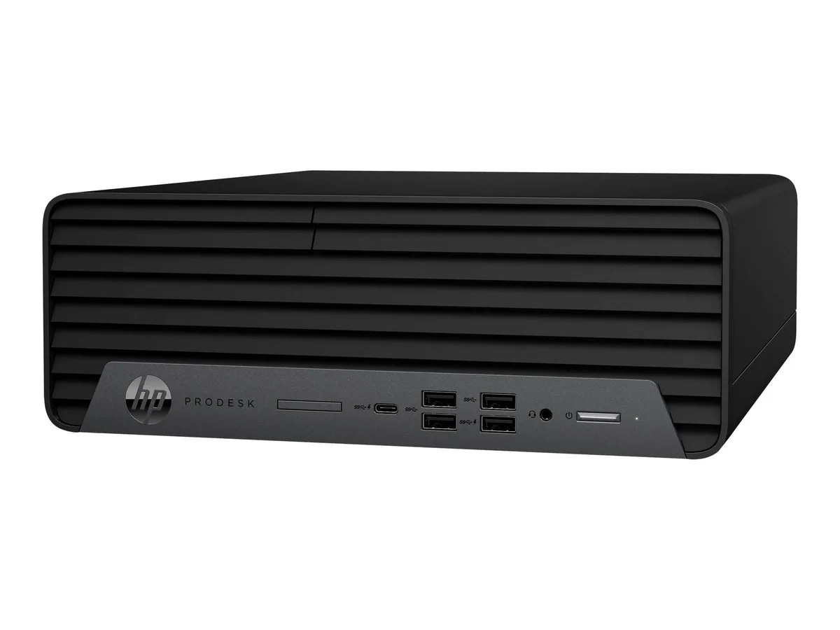Black HP EliteDesk 600 G9 SFF desktop tower, compact form factor, matte finish