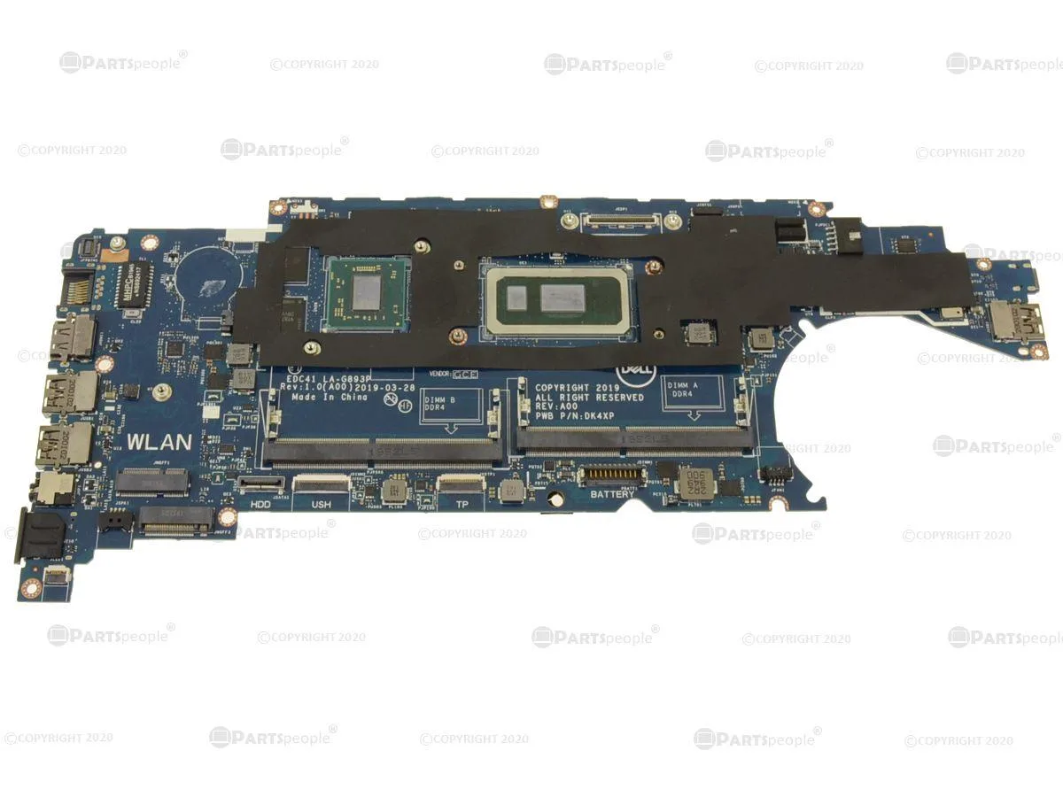 Green Dell Latitude 5400 motherboard with silver i7-8665U processor and Radeon graphics chip