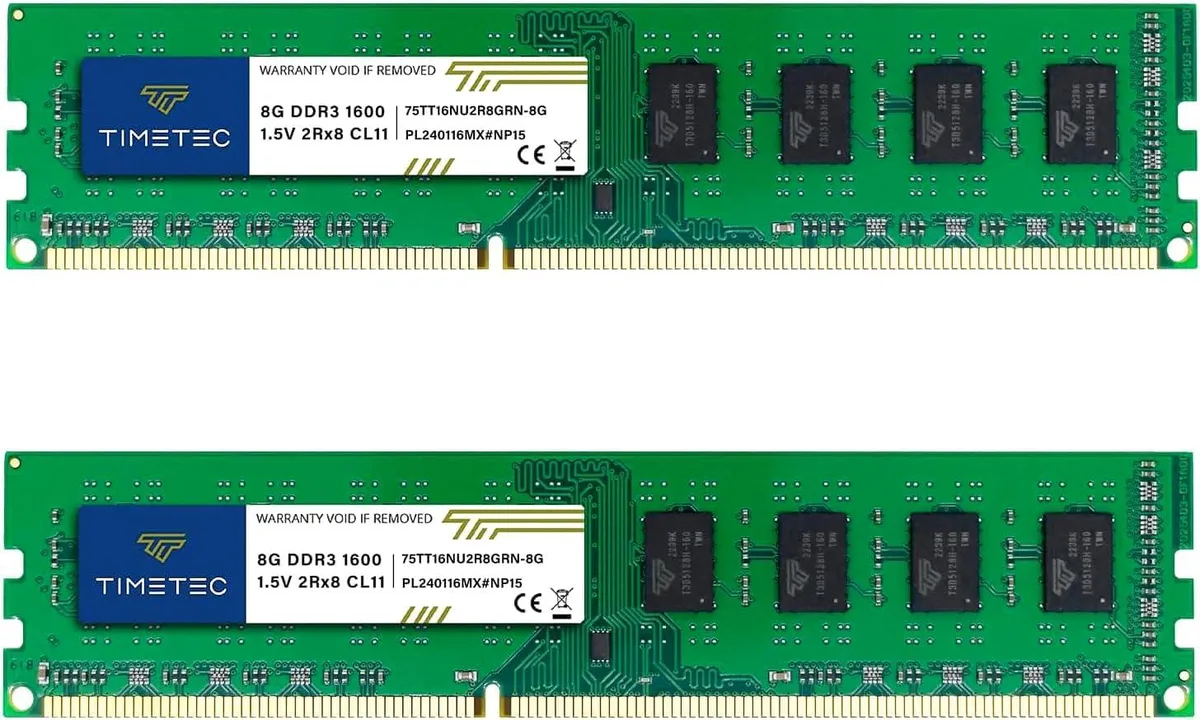 Timetec Timetec 16GB (2x8GB) DDR3 1600MHz CL11 1.5V 240-Pin Desktop RAM — photo du produit