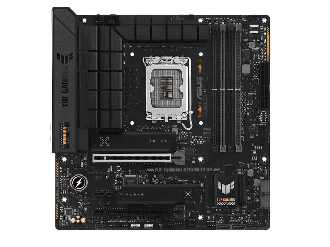 Micro ATX motherboard in black and grey finish