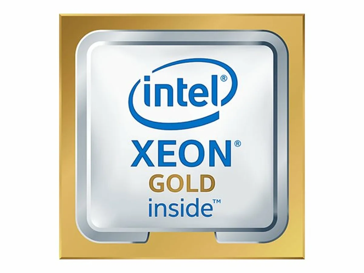 Silver rectangular server processor with gold contact pads and green substrate visible on LGA 4189 socket package