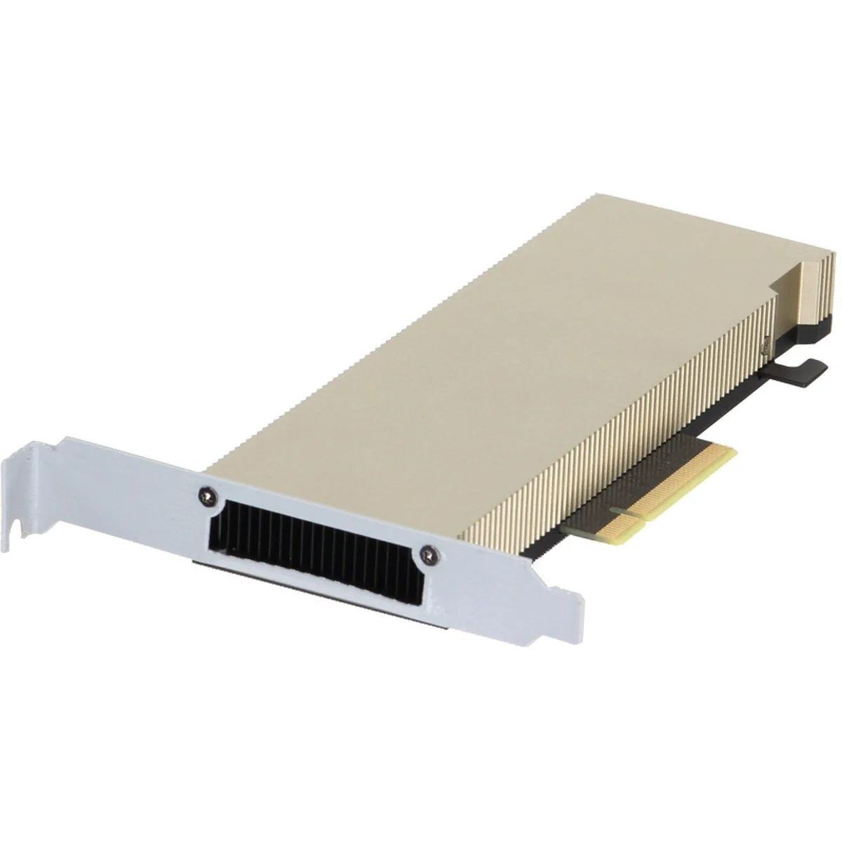Low-profile PCIe GPU card with compact heatsink and bracket