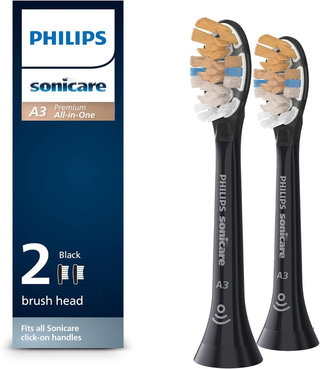 Sonicare Sonicare HX9092/95 Premium All-in-One (A3) brush heads, black 2-pk oral care — product photo