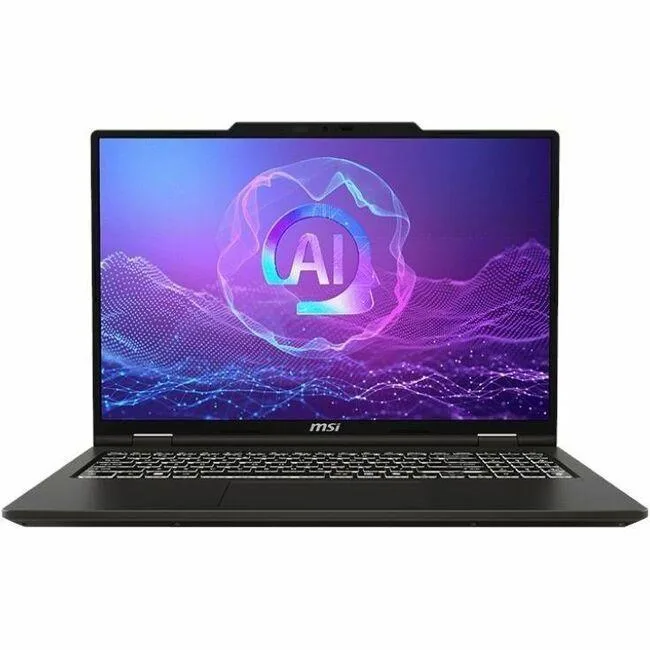 Silver 16-inch touchscreen laptop with slim bezels and backlit keyboard