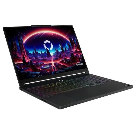 Black aluminium-clad 15.3 inch gaming laptop with OLED screen and RGB keyboard