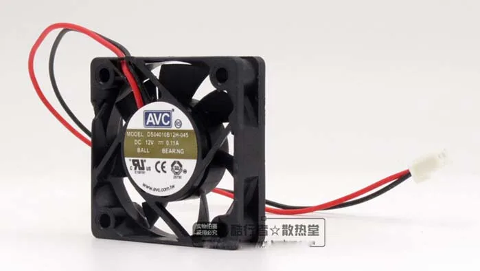 Small black 40mm square fan with ball bearing and two-pin connector