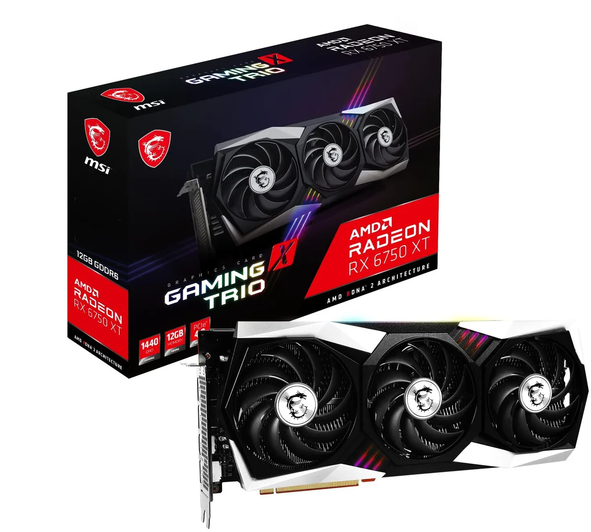 MSI MSI Radeon RX 6750 XT Gaming X Trio 12G graphics card — photo du produit