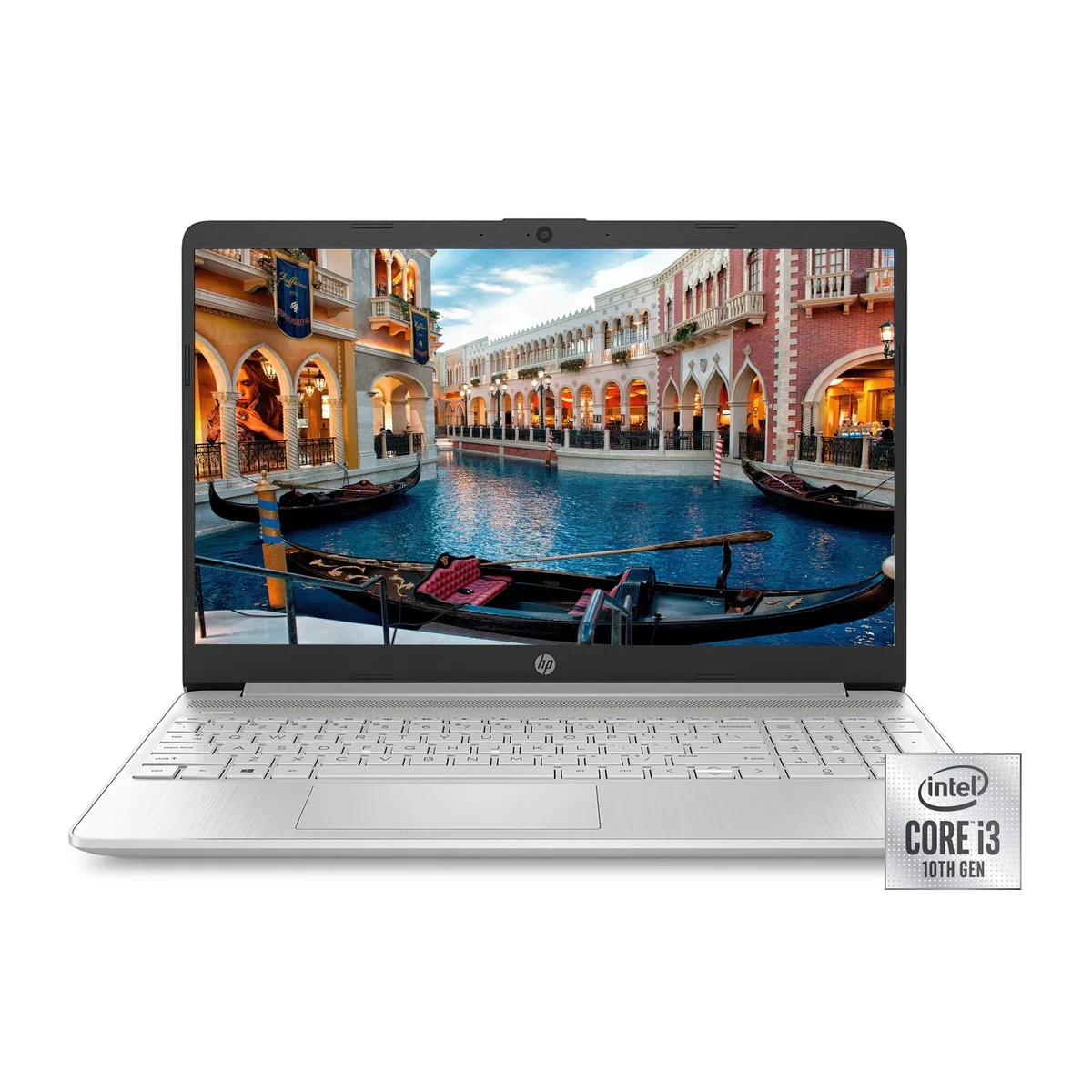 Silver 15.6-inch laptop with thin bezels and matte finish