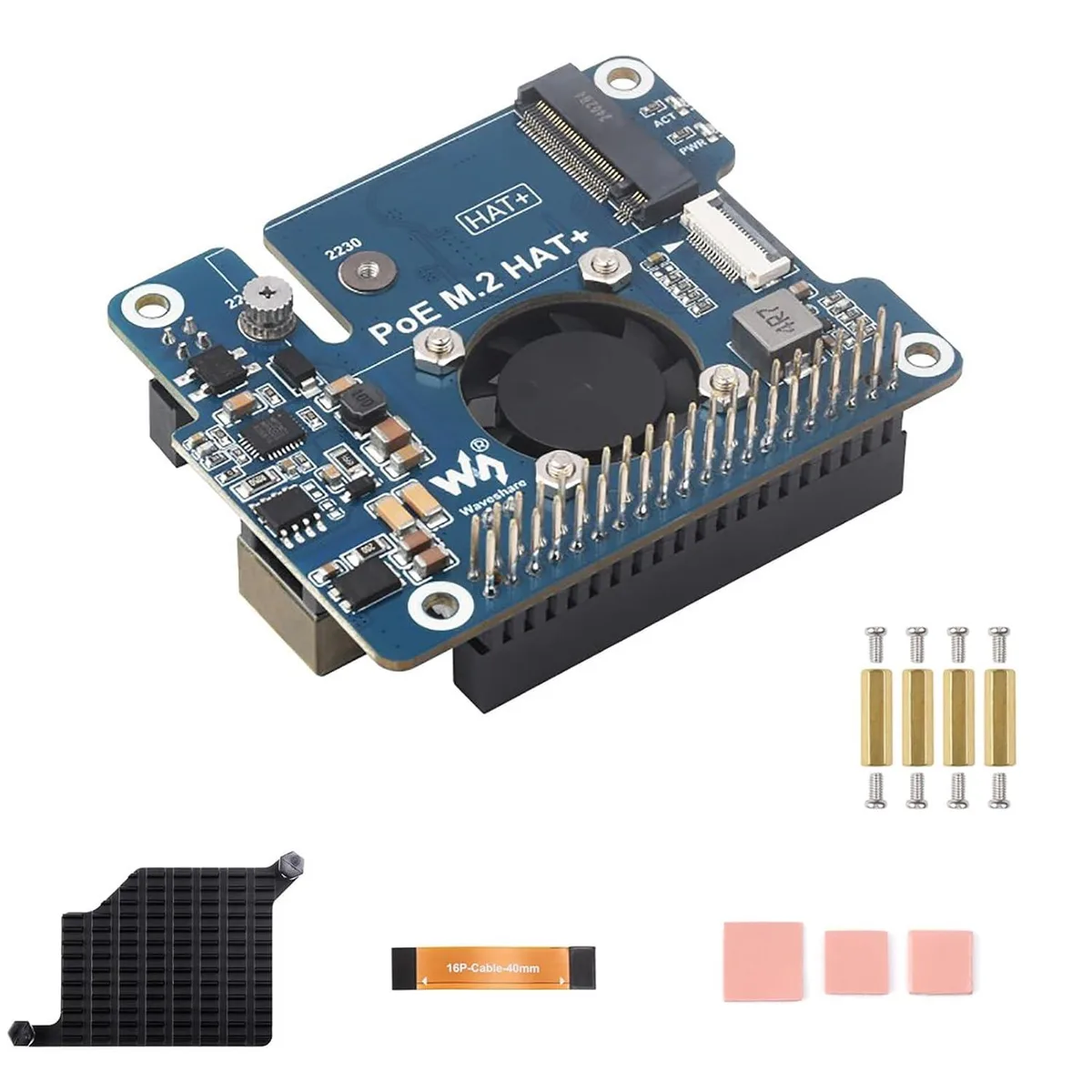 LORDWORLD LORDWORLD PCIe to M.2 Adapter with PoE HAT for Raspberry Pi 5 — foto del prodotto