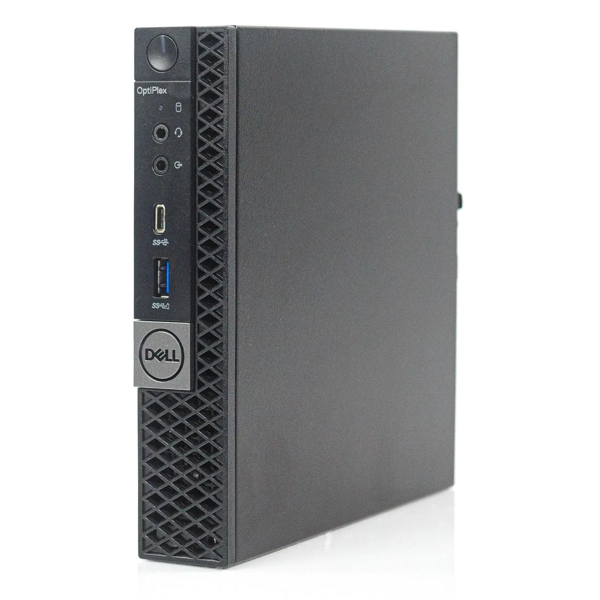 Small black square desktop box, compact mini PC form factor