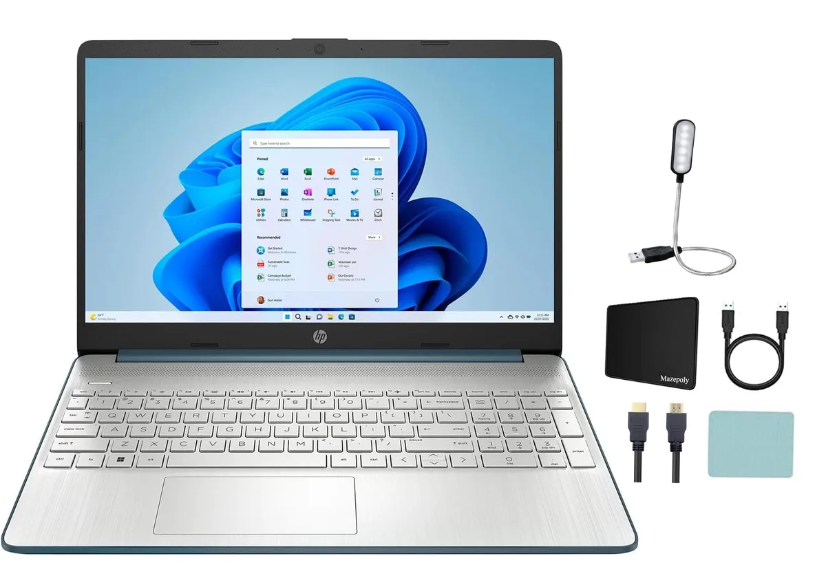 Spruce Blue 15.6 inch laptop with full size keyboard and numeric keypad