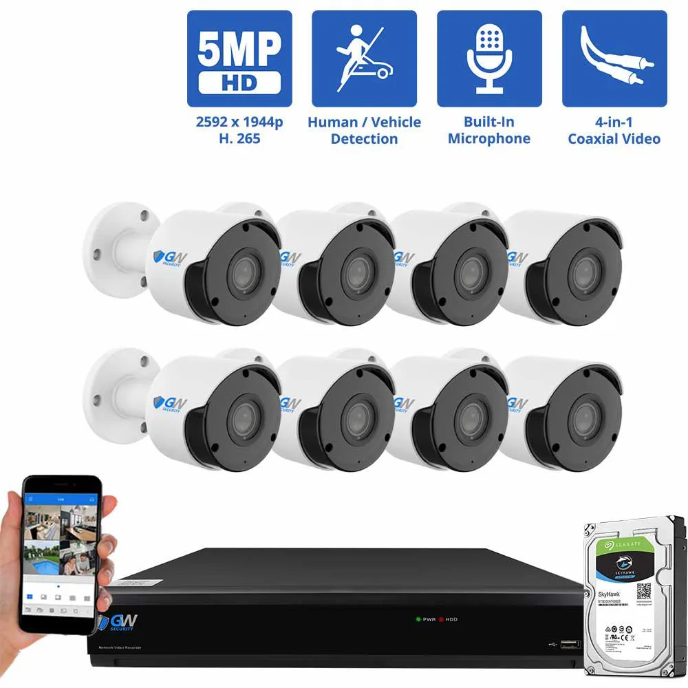 GW Security Inc. GW Security GW9508XVR 8 Channel 4K DVR Kit 1TB HDD 8 x 5MP Cameras — product photo