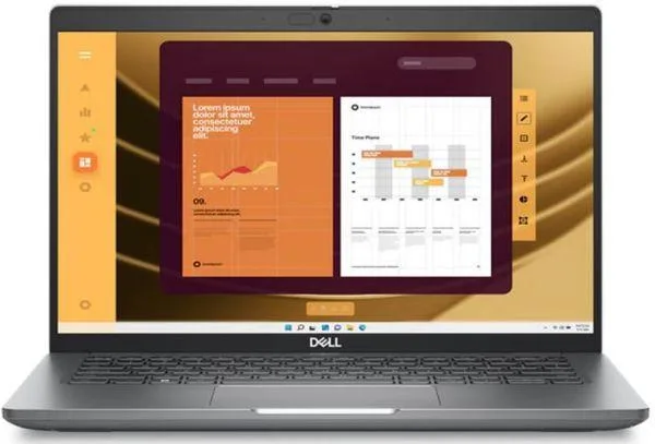 Gray Dell Latitude 5450 laptop closed, 14 inch non-touch FHD screen, matte finish