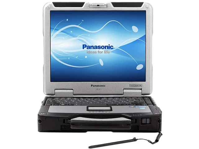 Refurbished Panasonic Toughbook CF-31 rugged laptop, matte dark grey magnesium chassis with carry handle, 13.1 inch anti-glare display