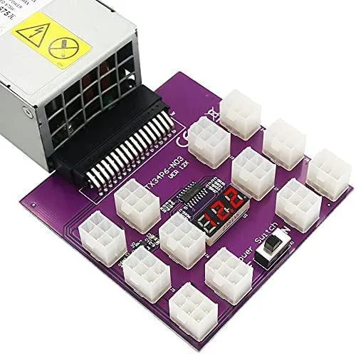 Green circuit board with LED display and multiple power connectors for Emerson 7001484