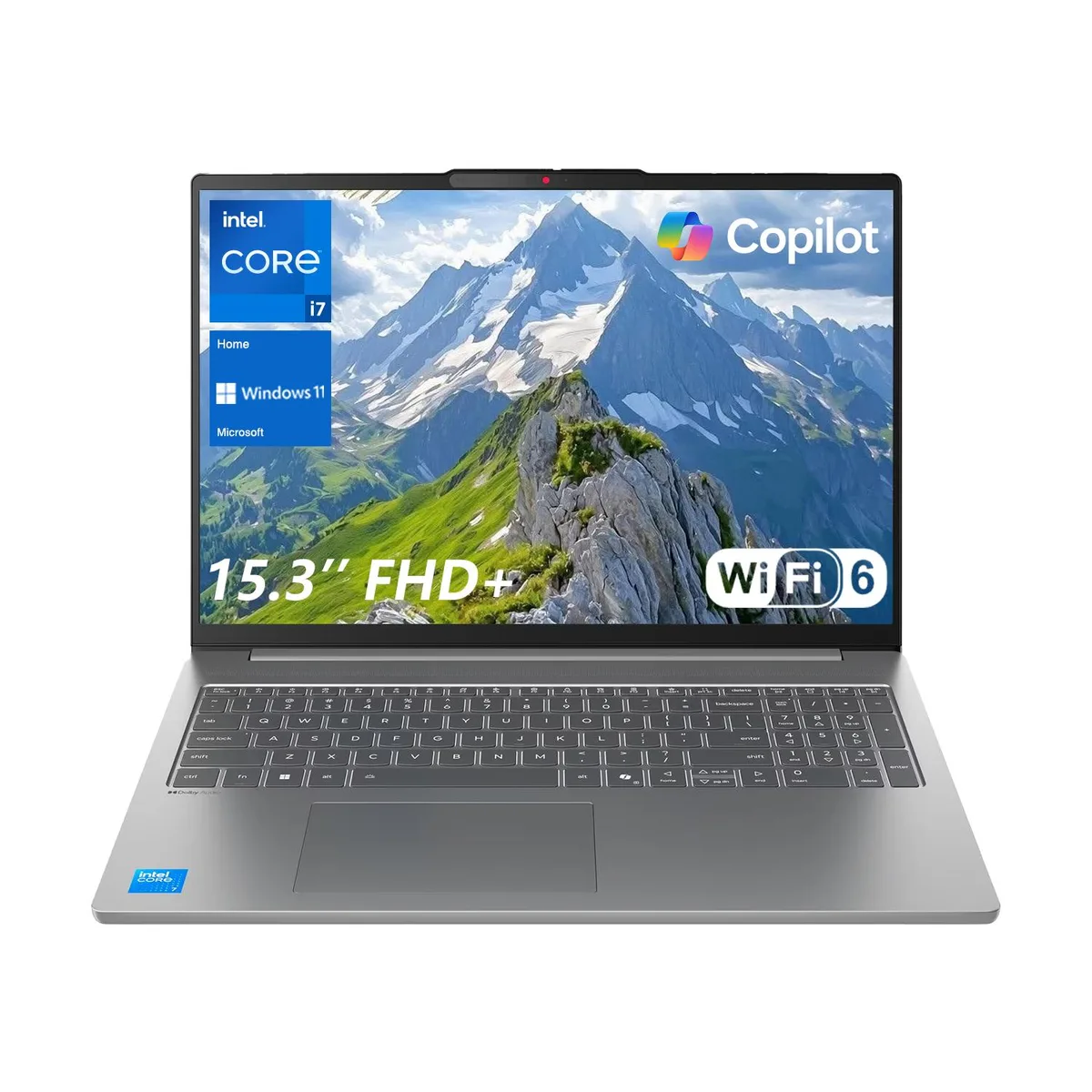 Grey Lenovo IdeaPad Slim 3 laptop closed, 15.3 inch FHD+ screen, slim profile