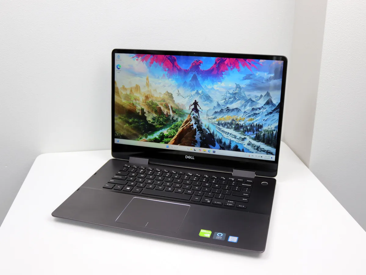 Silver 15.6 inch 2-in-1 laptop with 4K touchscreen display