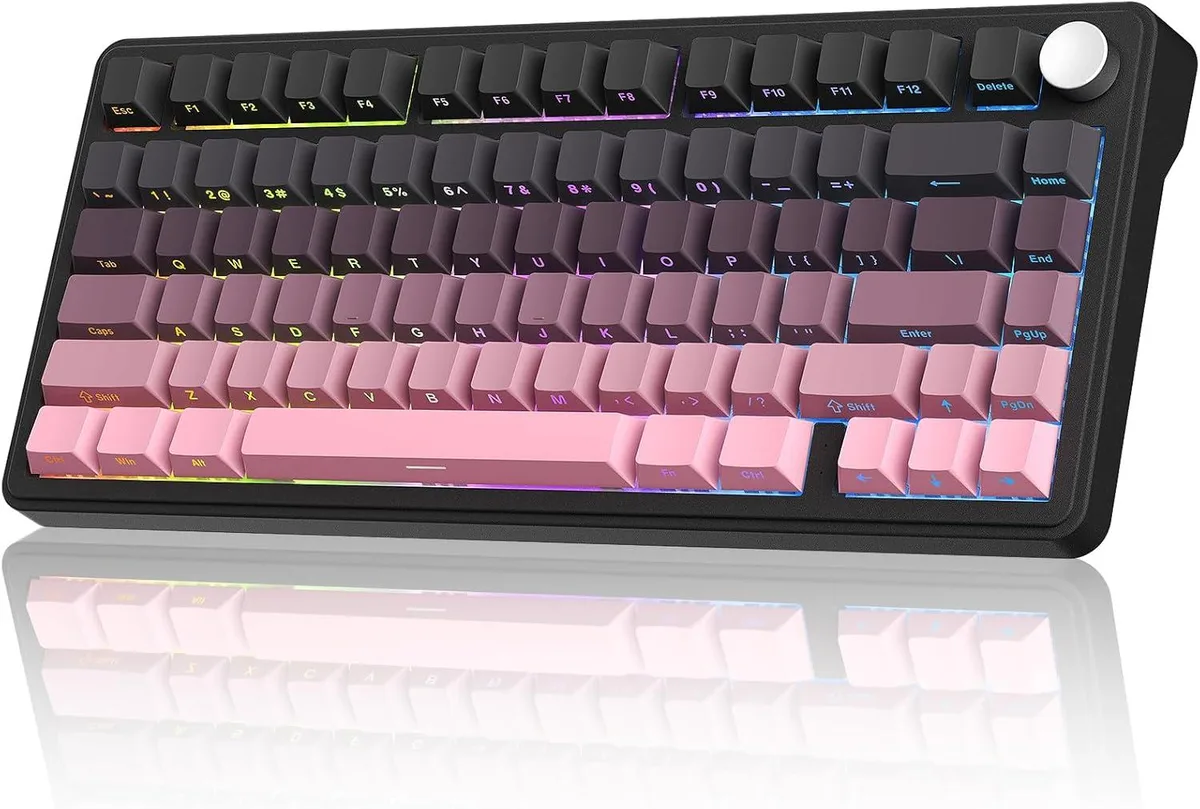 usbroway usbroway M75 75% Gasket Hot-Swappable Gaming Keyboard Black Pink — toote foto