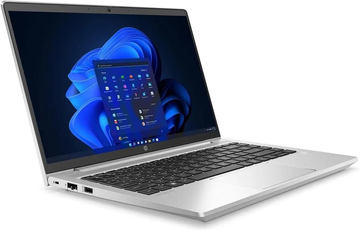Silver 14 inch laptop with matte finish and full HD screen