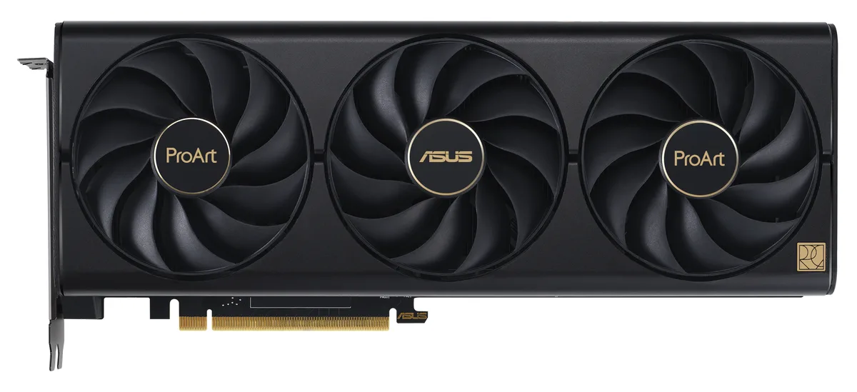 ASUS ProArt GeForce RTX 4070 Ti SUPER graphics card, triple-fan cooler, 2.5-slot matte black design
