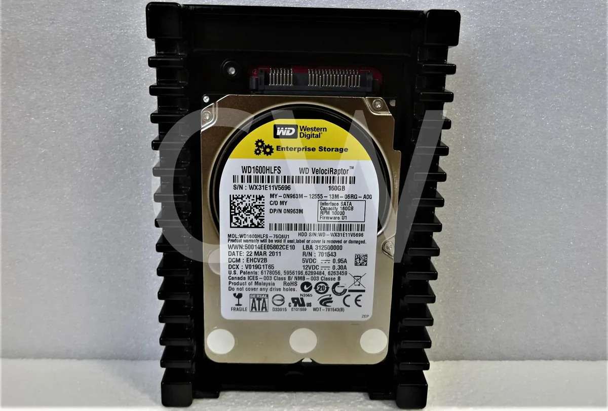 Silver 2.5 inch SATA hard drive mounted in a black 3.5 inch ICEPACK caddy
