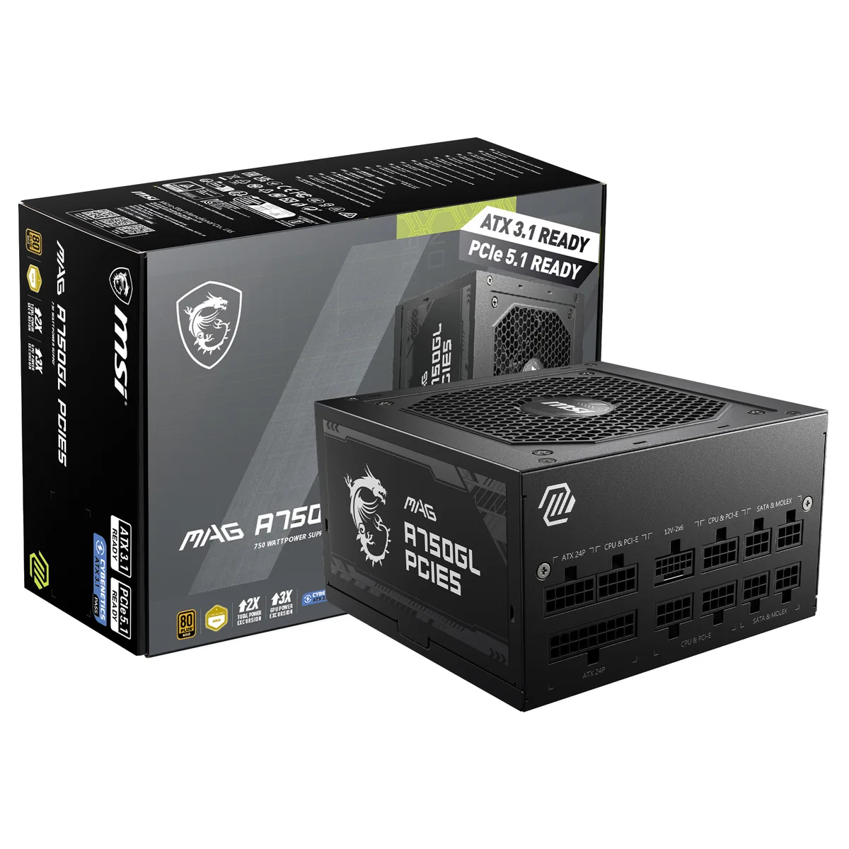 MSI MSI MAG A750GL PCIE5 750W power supply — product photo