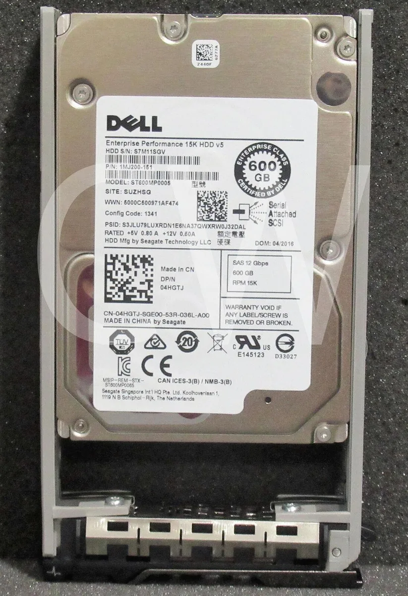 Silver 2.5 inch SAS hard drive in black caddy tray