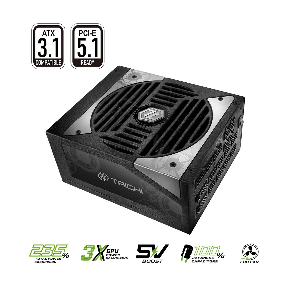 ASRock ASRock TC-1300T 1300 W fully modular ATX 3.1 power supply — product photo