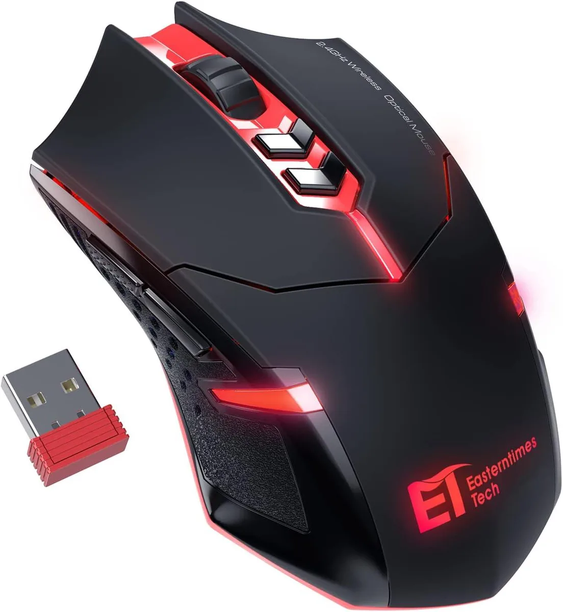 BFKK BFKK Wireless Gaming Mouse Red 7 Silent Buttons 5 Adjustable DPI — photo du produit