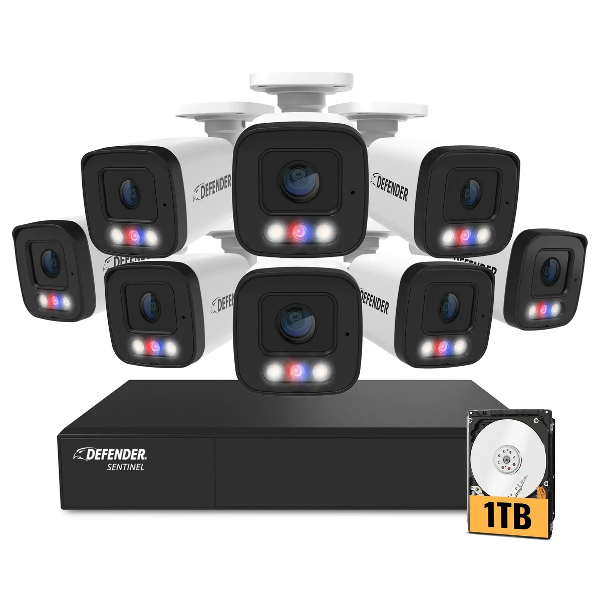 Defender Defender Sentinel 4K 8-Channel PoE NVR Kit with 8 Metal Cameras and 1TB HDD — product photo