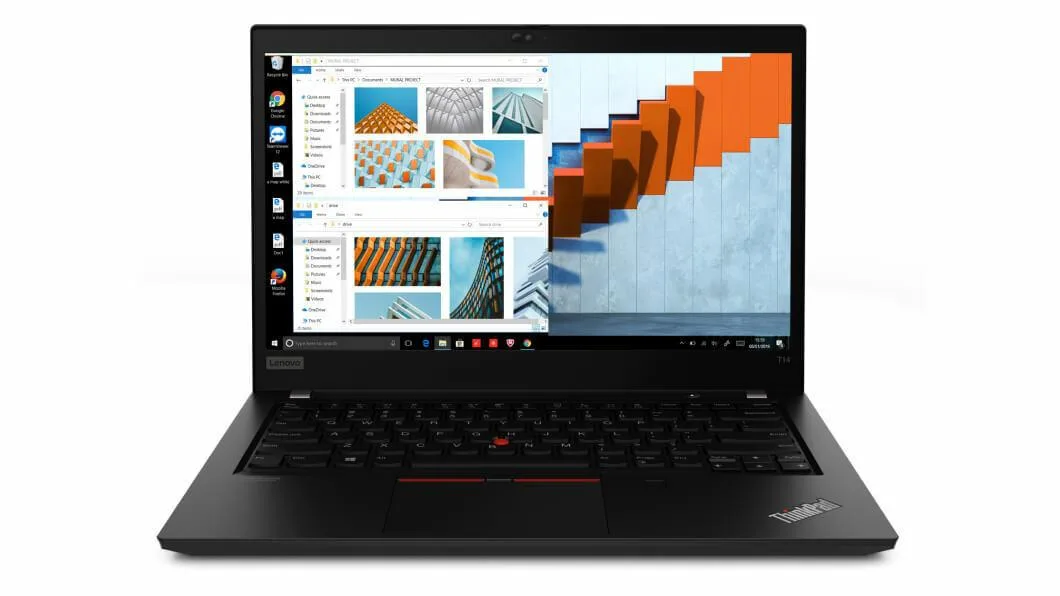 Black 14 inch ThinkPad T14 Gen 1 laptop with UHD display