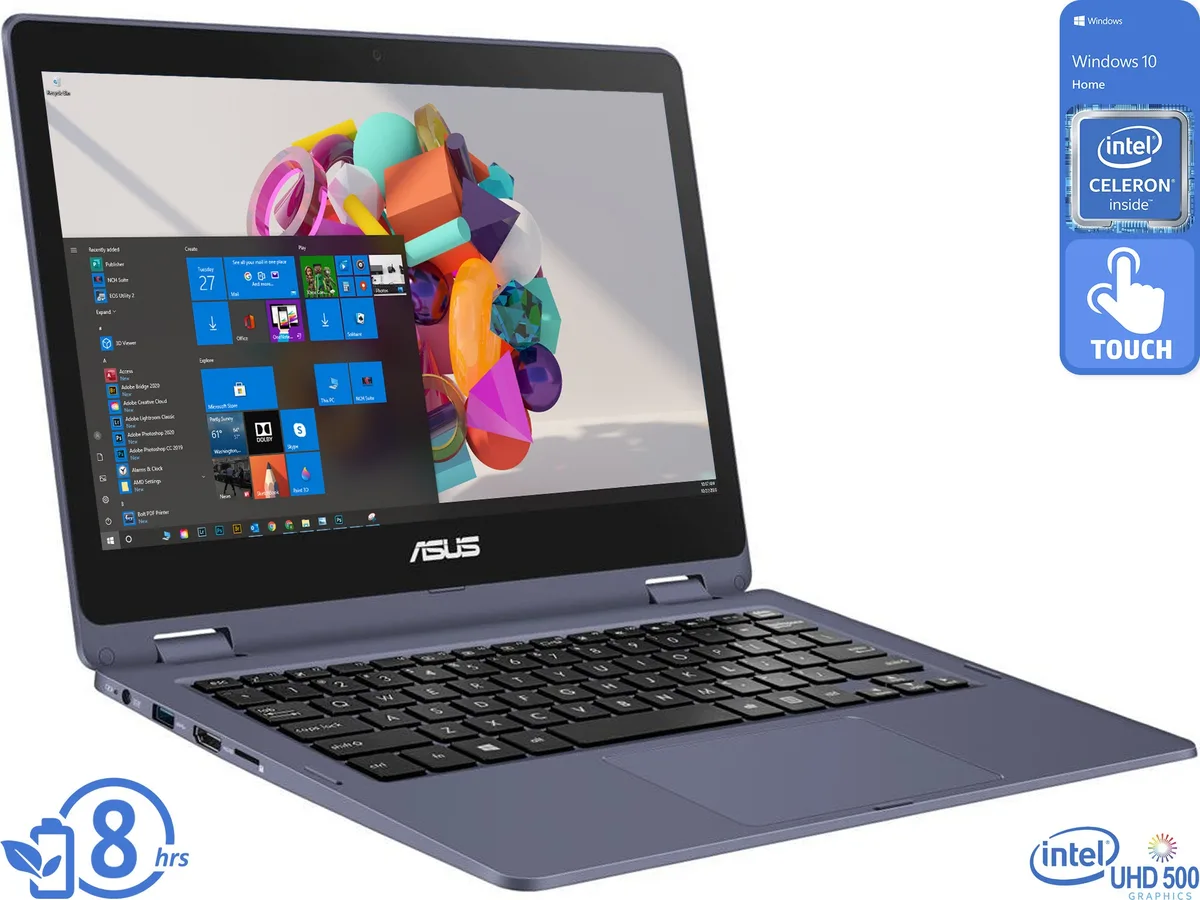 ASUS ASUS VivoBook Flip J202NA-DH01T laptop 11.6" HD Touch Celeron N3350 4GB 64GB eMMC — photo du produit