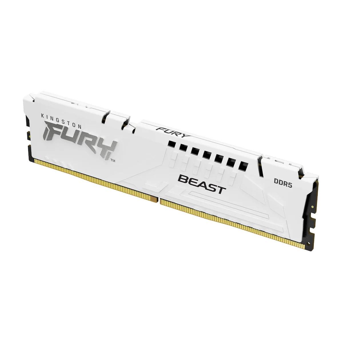 Single white DDR5 module with metal heat spreader, 288 pins, 16GB 5200MT/s