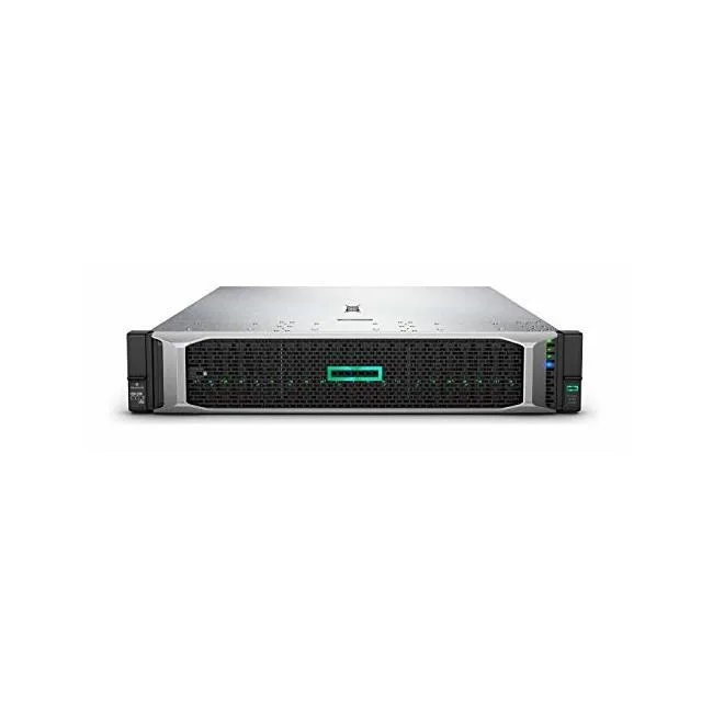 Silver 2U rack server with front drive bays and HPE badge