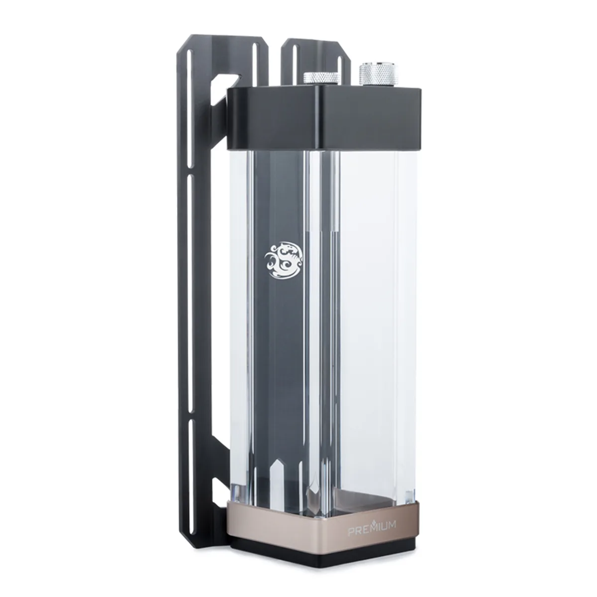 Rectangular acrylic reservoir with digital RGB top edge, 242 mm long, 73 mm square cross-section