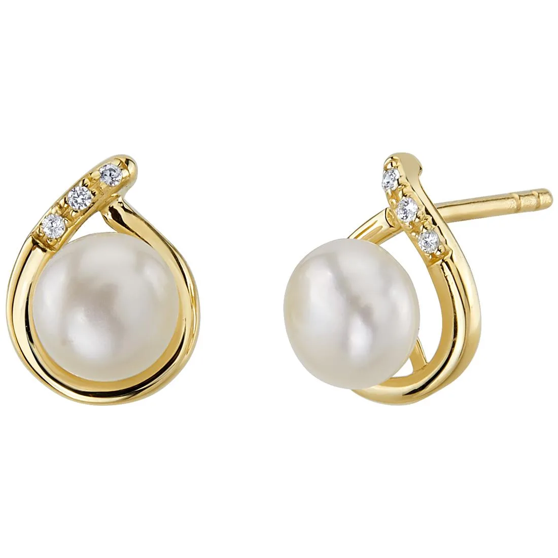 Oravo Oravo 14K Yellow Gold 6.0 mm Freshwater Pearl Stud Earrings — vörumynd