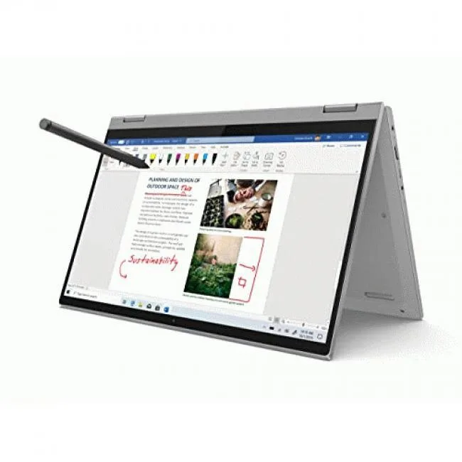 Silver 2-in-1 laptop with 15.6 inch touchscreen display