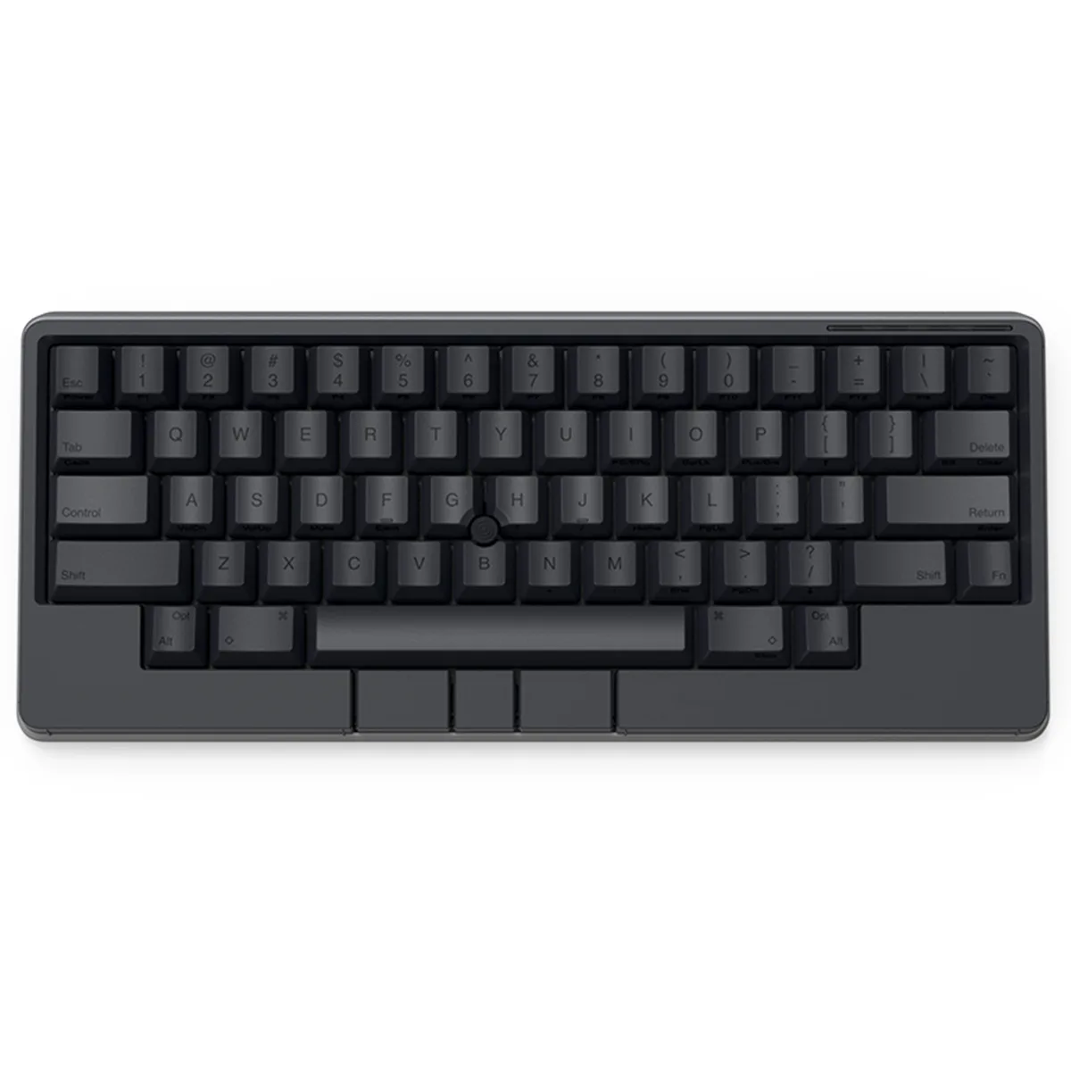 Charcoal stamped compact keyboard with gesture pads and pointing stick