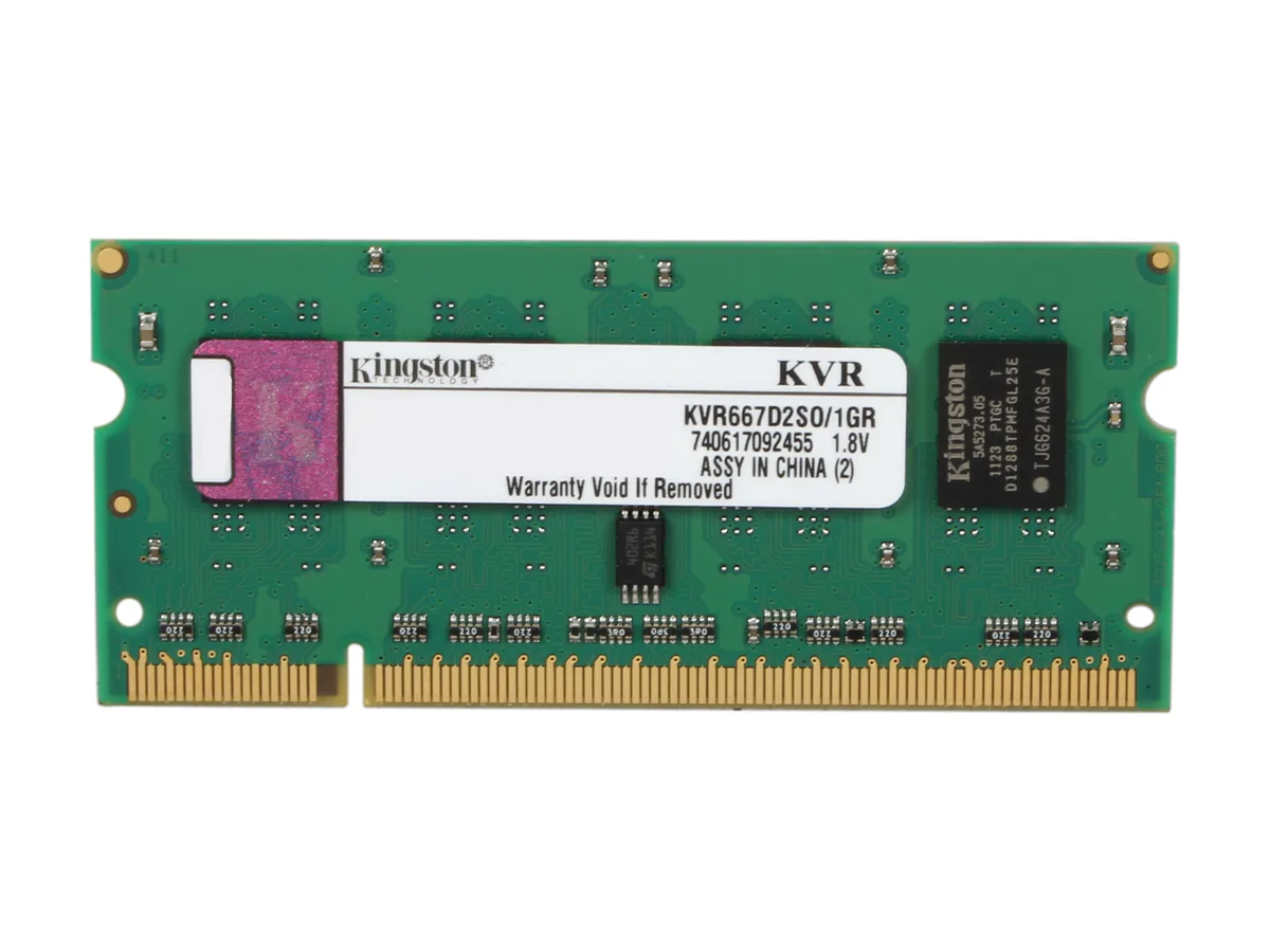 Kingston Technology Corp. Kingston Technology Corp. KVR667D2SO/1GR 1GB DDR2 667 laptop RAM — 商品照片