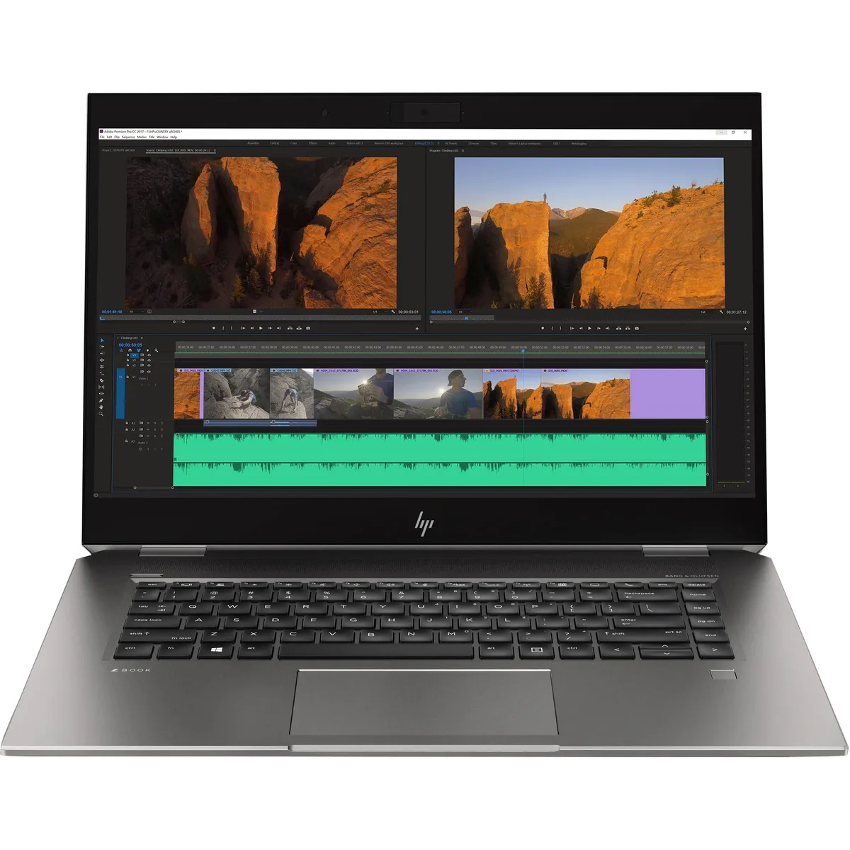 Silver aluminium 15.6 inch laptop closed on a plain background