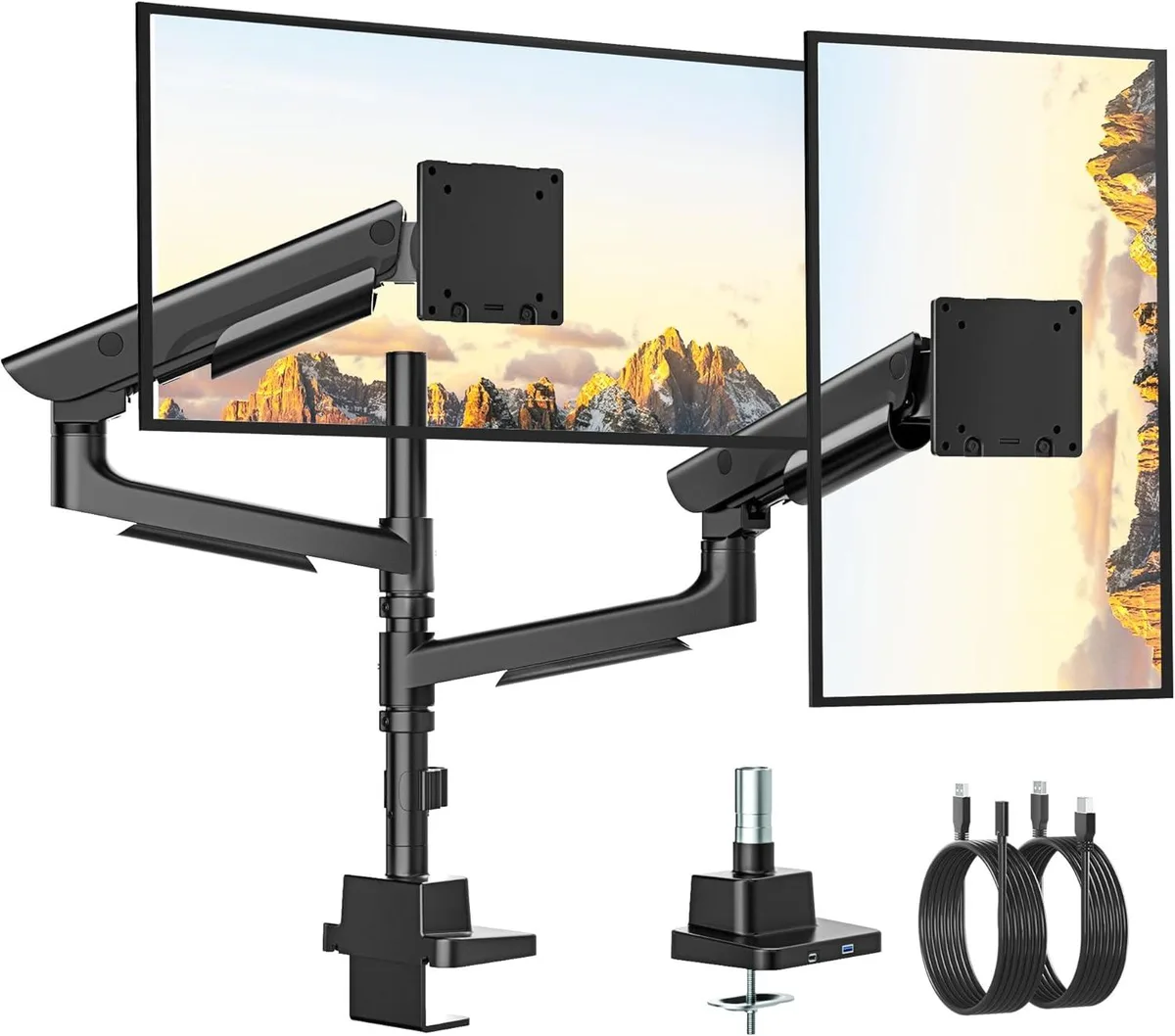 BFKK BFKK Monitor Arm 17-57" 59.4 lbs USB 3.0 A/C Pneumatic Quick-Release Clamp/Grommet VESA 75/100 — φωτογραφία προϊόντος