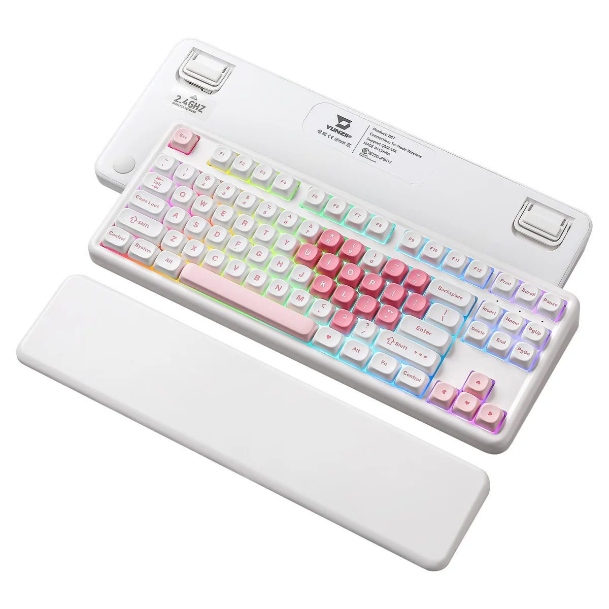 YUNZII YUNZII B87 Heart Wireless Mechanical Gaming Keyboard (White, Cocoa V2 Switch) — product photo