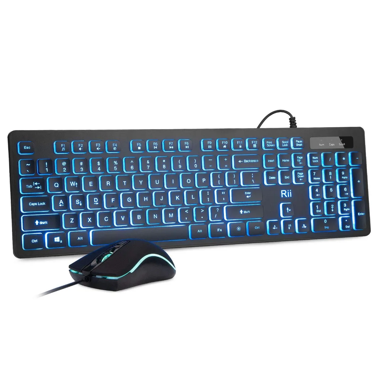 Rii Rii Gaming Keyboard and Mouse Combo Black 105 Keys 1200 1600 2400 DPI — 商品写真