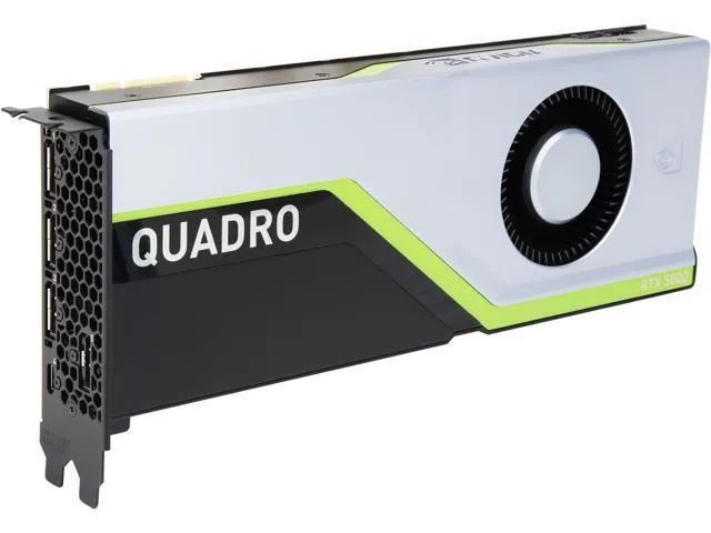 Full-length dual-slot graphics card with silver shroud and dual fans