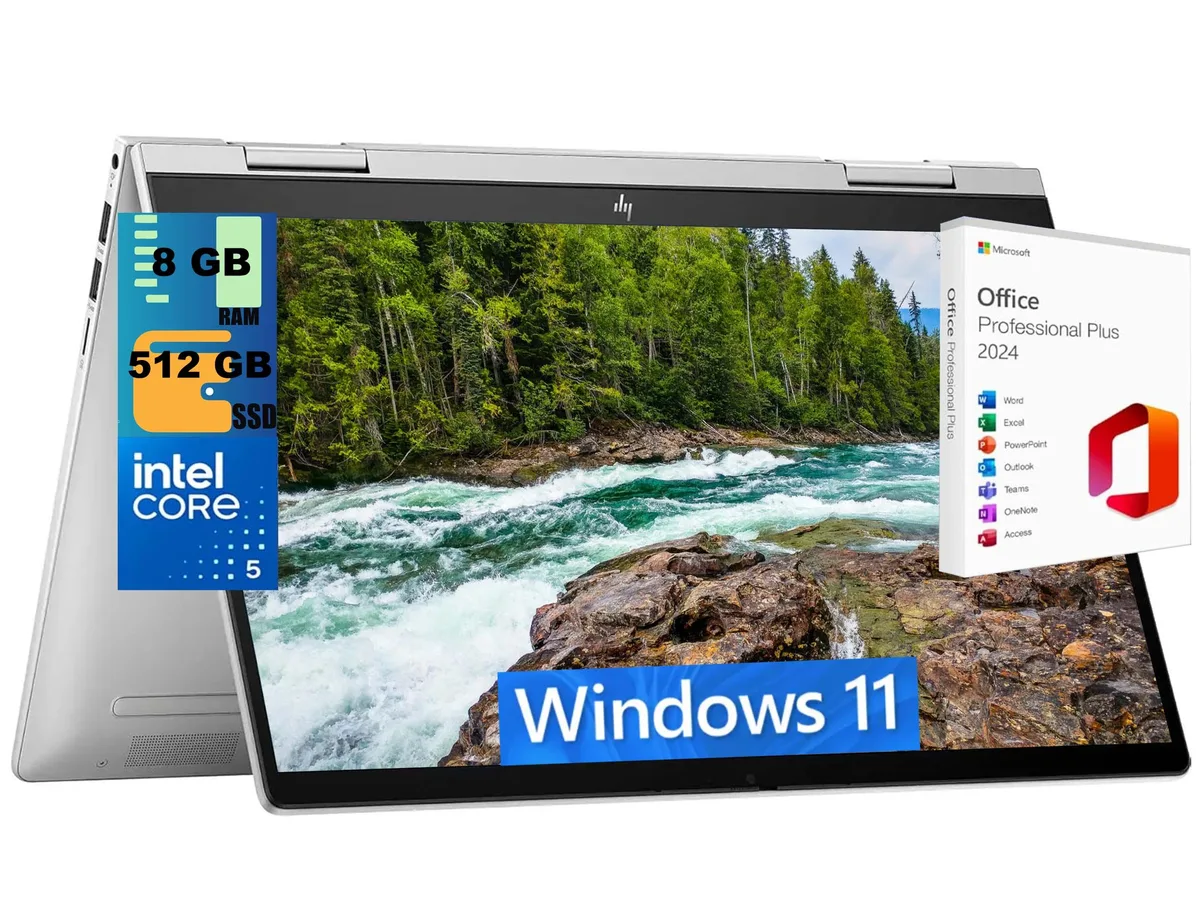 HP HP Envy x360 14 laptop Intel Core 5 120U 10-core 8GB 512GB SSD 14.0" FHD touchscreen Silver — product photo