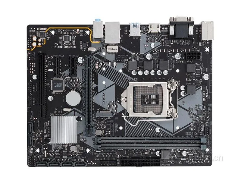 ASUS PRIME B360M-D Micro ATX motherboard in dark finish with LGA 1151 socket and DDR4 slots