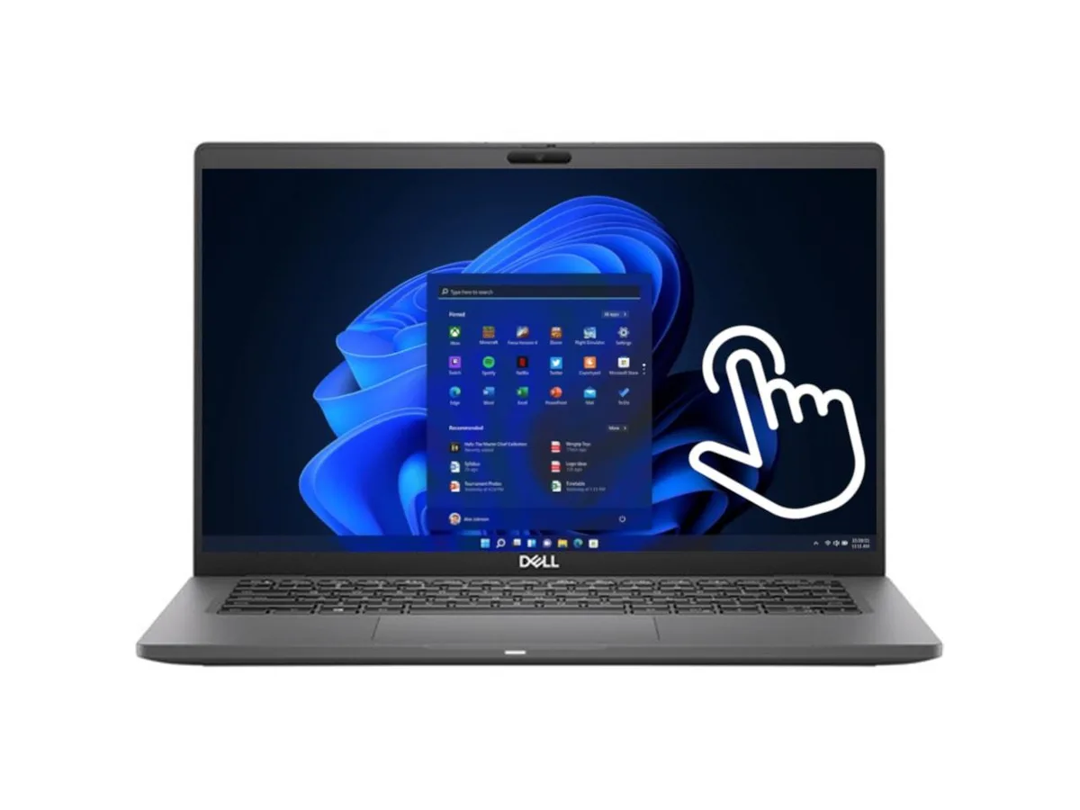 Silver 14 inch laptop with touchscreen display and backlit keyboard
