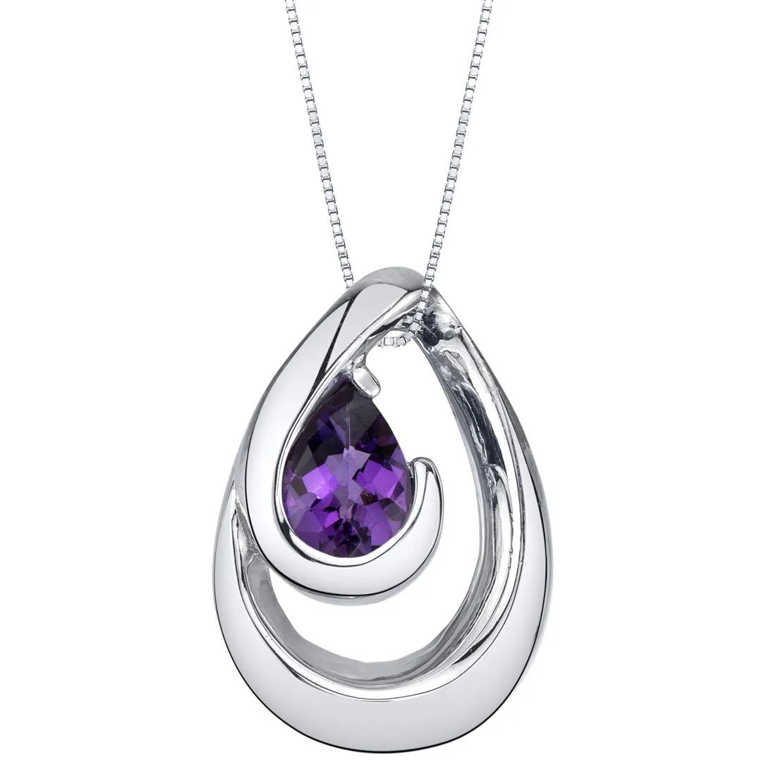 Oravo Oravo Amethyst Sterling Silver Wave Pendant Necklace 18" .5 ct 925 — foto do produto