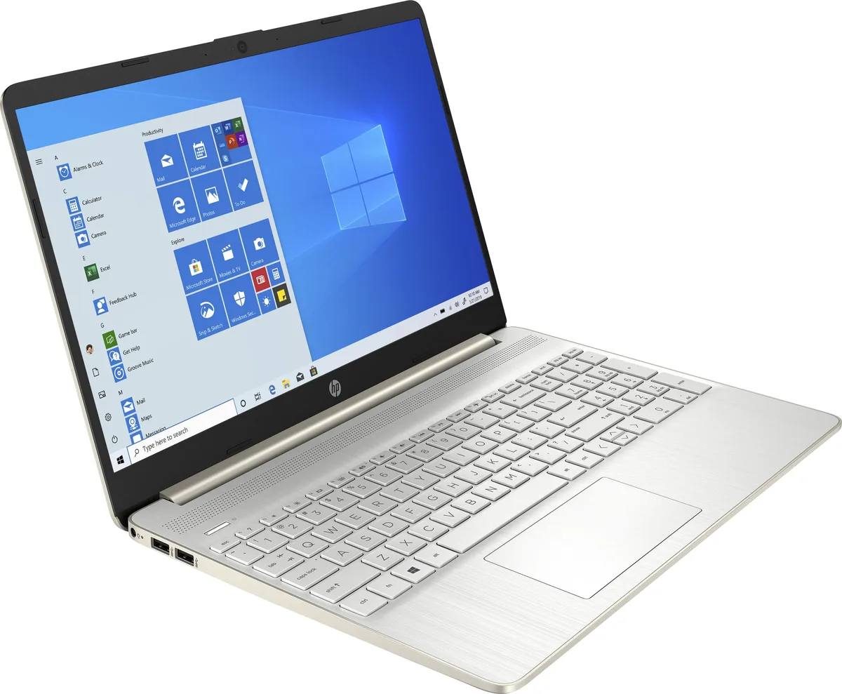Silver 15.6 inch touchscreen laptop with micro edge display